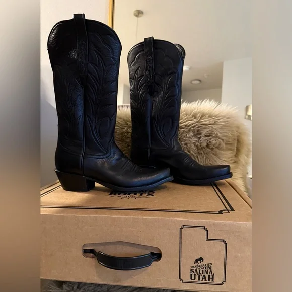 Burns 1876 Goat Leather 13” Mad Dog Winn Stitching Cowboy Boot 7.5 C - Like New! - Picture 3 of 12